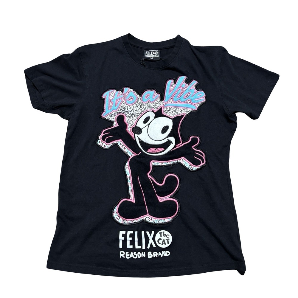 Reason x Felix The Cat Men's T Shirt Black Size Medium 19 x 26